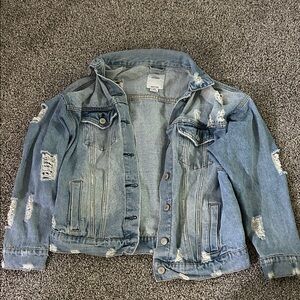 Distressed Light Blue Washed Denim Jacket
